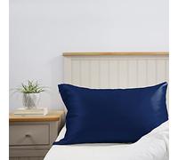 Morton Mulberry Silk - 100% Mulberry Silk Pillowcase | Hypoallergenic | Anti-Aging | Anti-Bedhead | 22 Momme 6a Grade Silk | Queen Size 51cm x 76cm Pillow (Navy)