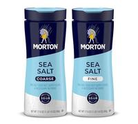 Morton Sea Salt Set - Fine Sea Salt & Coarse Sea Salt, Non Iodinated, Multi-Purpose Tins (Pack of 2, 17, 500g (Pack of 1)