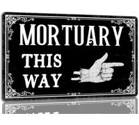 Mortuary This Way Tin Sign Halloween Metal Sign Vintage Spooky Decor Halloween Witch Decor Signs Gothic Halloween Decorations for Cafe Bar Kitchen 8x12 Inch