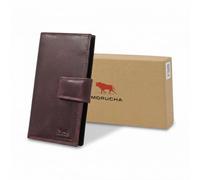 MORUCHA Genuine Leather Clutch Wallet for Women - High Capacity RFID Blocking Long Bifold Purse with 11 Card Slots, Photo ID Holder & Gift Box M-95 (Crunch Brown)