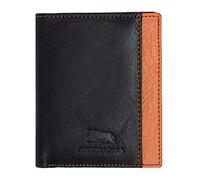 MORUCHA Mens RFID Blocking Slim Leather Cardholder - Minimalist Two-Tone Black Tan Bifold Wallet - Genuine Soft Leather, Ultra-Slim Design, Compact Travel Wallet for Cards & Cash - M65