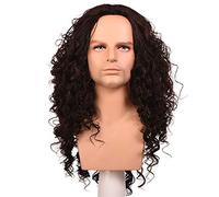 Morvally Long Curly Kinky Synthetic Dark Brown Wig for Cosplay Costume Halloween Party Wigs for Men