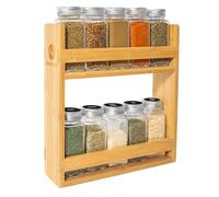 Morvat Bamboo Spice Rack Organizer Rustic And Simple Design For The Amateur Cook Or The Gourmet Chef (25cm x 6.35cm x 26.5) Natural
