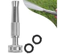 Morvat Brass Adjustable Nozzle, Nickel-Plated Twist Garden Hose Sprayer, Heavy-Duty Power Spray Attachment, High Pressure Water Jet with ¾” Standard Threading, Includes 2 Extra Rubber Washers