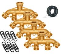 Morvat Upgraded Heavy Duty Brass Track Splitter, Garden Hose Manifold Connector with Comfort Grip On/Off Valves, Adapter for Water Tap and Tap, Includes