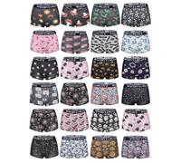 Morvia 6 Pack Gothic Halloween Print Boyshorts, High Waist Variety Underwear with Elastic Band, Skull Rose Stars Pattern, 6pcs Random Patterns, XL