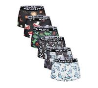 Morvia 6 Pack Gothic Halloween Print Boyshorts, High Waist Variety Underwear with Elastic Band, Skull Rose Stars Pattern, Multicolor 2, Large