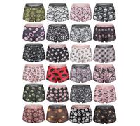 Morvia Gothic Halloween Print Boyshorts Underwear, 6 Pack, High Waist Contrast Elastic Band, Black Red Skull Spooky Patterns (US, Alpha, Medium, Regular, Regular, 6pcs Random Prints)