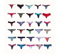 Morvia Varieties of Women Thong Pack Lacy Tanga G-string Bikini Underwear Panties, 10 Pcs, Medium