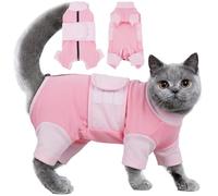 MORVIGIVE Anxiety Relief Catsuit, Color Blocking Cat Clothes, Adjustable Calming Onesie for Separation, Vet Visit, Thunderstorms, Fireworks, Travelling, Anti-Anxiety Wrap for Cats, Pink Large
