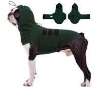 MORVIGIVE Large Anxiety Shirt with Adjustable Chest & Hood for Medium Dogs | Lightweight Calming Vest Relieve Anxiety with Body Wraps for Separation, Fireworks,Storms (DarkGreen)