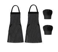 Morwealth 4 PCS Chef Apron and hat for Women and Men, White Kitchen Apron with 3 Pockets Waterproof Cooking Aprons for Kitchen Cooking Baking Gardening Restaurant BBQ Coffee House