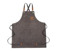 Morwealth Chef Apron for Men Women with Pockets,68x85cm Canvas Apron with Adjustable Shoulder Strap Kitchen Aprons with 3 Pockets BBQ Apron for Gardening Restaurant BBQ, grey, M to XXL