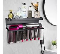 Morwealth Holder for Dyson Airwrap Stand, 2 in 1 Dyson Airwrap Wall Mount Holder, Curler Curls Hair Dryer Holder Stand Hair Dryer for Home Bathroom Organiser