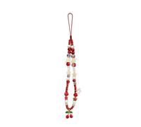 MORWLAT Cherry Beaded Phone Charm, Women Colorful Bling Rainbow Crystal Decorative Lanyard Wrist Mobile Phone Strap Lightweight Birthday Gift(Cherry