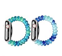 MORWLAT Elastic Beaded Watch Band Compatible with Apple Watch 38/40/41/42/44/45/46/49mm, Cute Spring Coil Telephone Cord Stretch Bracelet Strap, Women Fashion Resin Beads Wristband for iWatch Series