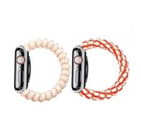 MORWLAT Elastic Beaded Watch Band Compatible with Apple Watch 38/40/41/42/44/45/46/49mm, Cute Spring Coil Telephone Cord Stretch Bracelet Strap, Women Fashion Resin Beads Wristband for iWatch Series