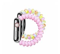 MORWLAT Elastic Beaded Watch Band Compatible with Apple Watch 38/40/41/42/44/45/46/49mm, Cute Spring Coil Telephone Cord Stretch Bracelet Strap, Women Fashion Resin Beads Wristband for iWatch Series