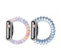 MORWLAT Elastic Beaded Watch Band Compatible with Apple Watch 38/40/41/42/44/45/46/49mm, Cute Spring Coil Telephone Cord Stretch Bracelet Strap, Women Fashion Resin Beads Wristband for iWatch Series