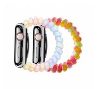 MORWLAT Elastic Beaded Watch Band Compatible with Apple Watch 38/40/41/42/44/45/46/49mm, Cute Spring Coil Telephone Cord Stretch Bracelet Strap, Women Fashion Resin Beads Wristband for iWatch Series