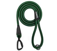 MORXIL Rope Dog Leash, 4 ft Heavy Duty Dog Leash with Aviation Aluminum Auto Locking Carabiner, Strong Nylon Pet Lead for Small, Medium, Large Dogs, Dark Green, 4FT