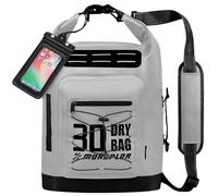 MORXPLOR Dry Bag Waterproof,5L/10L/20L/30L Roll Top Dry Bag Backpack with WaterProof Phone Case for Swim,Kayak(Light Grey 30L)