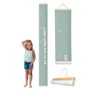 Morxy Canvas Growth Chart for Kids - Unisex Kids Room Wall Decor - Measuring Height Chart- Wall Tape with Height Chart for Kids (Loved Beyond Measure sage)