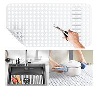 Moryimi Large White Silicone Sink Mat and Protector with Cutout Drain Holes for Kitchen Farmhouse Stainless Steel Ceramic Sinks 25"x13"