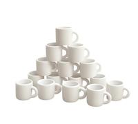 Mos Kevin Miniature Coffee Mugs, White Resin, 0.85x0.66 Inch, Hollow Design with Handle, Dollhouse Kitchen Accessories, 1:12 Scale, 20 Pack