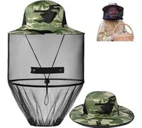 Mos/Quito Net Hat,Midge Hat,Mos/Quito Face Net,Midges Head Net,Mos/Quito Hats with Netting,Breathable Face Cover,Anti-Mos/Quito Fishing H-at,with Mesh for Outdoor Hiking,Camping,(Camouflage)