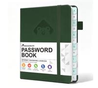 Mosa Bear Password Keeper Book with Alphabetical Tabs and Inner Pocket，4.3"x5.7" Small Password Books for Seniors Password Notebook for Internet Website Address Log in Detail（Green）