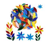 Mosaic 100pcs Mixed Colors Petal Mosaic Tiles Hand-Cut Stained Glass Art Decoration Flower Petals Shape