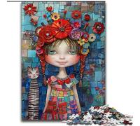 Mosaic Art Whimsical Girl Adult Jigsaws 1000 Piece, Help The Brain Exercise Addictive Toys to Cultivate Patience Perfect Decoration (26x38cm)