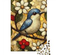 Mosaic Bird on Branch 1000-Piece Puzzle for Adults, 52x38cm/1000pcs; White Cardboard for Simple Sorting; Shared Family Time Around The Table