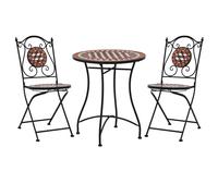 vidaXL 3 Piece Mosaic Bistro Set Ceramic Tile Grey, Grey