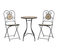 Mosaic Bistro Set Outdoor Bar Set Table and Chair Iron and Ceramic vidaXL