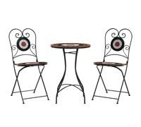 Mosaic Bistro Set Outdoor Bar Set Table and Chair Iron and Ceramic vidaXL