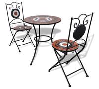 Mosaic Bistro Set Outdoor Bar Set Table and Chair Iron and Ceramic vidaXL