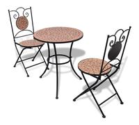 vidaXL 3 Piece Bistro Set Ceramic Tile Terracotta, Brown