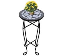 vidaXL Bistro Table Black and White 60 cm crafted with Iron and Ceramic - Suitable for Outdoor usage - Dining Table with Rotund Design.