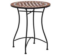Mosaic Bistro Table Brown Black Cream 60cm Ø Ceramic Top Powder-Coated Iron Deck