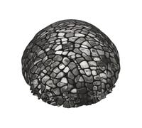 Mosaic Black Shadow Print Reusable Shower Cap For Women Shower Caps With Double-Layer Elastic For Long Hair Bath