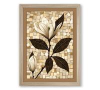 Mosaic Botanical Framed Wall Art Print A4 (29.7×21cm) Oak, Wall Decor for Living Room, Bedroom, Office & Home, Ready to Hang, Art Gift