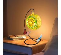 Mosaic Candle Holder, Oriental Glass Lantern, Craft Set Lamp, Mirror Tiles, Stained Glass Set, Handmade Artwork, Creative and Fashionable Candle Holder Decoration (Sunflower)