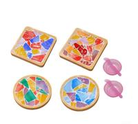 Mosaic Coaster Making Kit, 4 Pack DIY Wood and Glass Crafts for Adults, Complete Set for Home Decoration and for leisure Activity