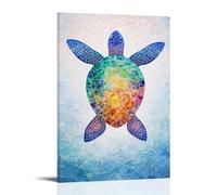 Mosaic Colorful Sea Turtle Poster Canvas Print Art Modern Boho Wall Art Exquisite Wall Decoration For Living Room Bedroom Bathroom Art Print Wall Photo Paint Hanging Picture Family Bedroom Decor Gift