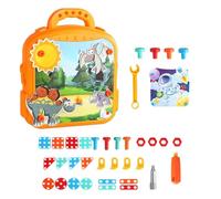 Mosaic Drill Set - Electric Puzzle Building Kit, Colorful Screw Board Design, Hands-On 28x24x8cm Playset, Fine Motor Skill Development Activity | STEM Educational Learning Toy For 3-8 Year Old Boys