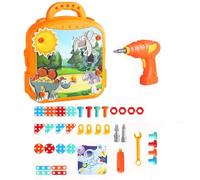 Mosaic Drill Set | Kids 2-in-1 Power Drill Building Blocks | Creative STEM Construction Engineering & Girls Ages 3-8 | Educational DIY Puzzle Block Seta With Storage Case, 1 Sets