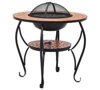 Mosaic Fire Pit Table Ceramic Barbecue BBQ Table Outdoor Fireplace vidaXL