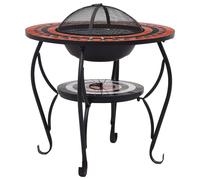vidaXL Mosaic Fire Pit Table Terracotta and White Ceramic Barbecue Fireplace